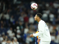 Jude Bellingham central midfield of Real Madrid and England during the warm-up before the La Liga match between Real Madrid CF and Deportivo...