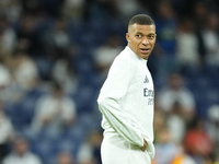 Kylian Mbappe centre-forward of Real Madrid and France during the warm-up before the La Liga match between Real Madrid CF and Deportivo Alav...