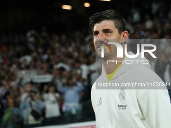 Thibaut Courtois goalkeeper of Real Madrid and Belgium during the La Liga match between Real Madrid CF and Deportivo Alavés at Estadio Santi...