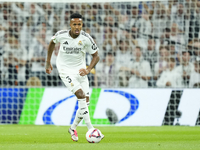 Eder Militao centre-back of Real Madrid and Brazil during the La Liga match between Real Madrid CF and Deportivo Alavés at Estadio Santiago...