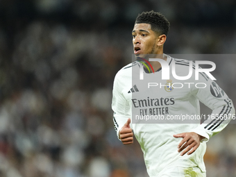 Jude Bellingham central midfield of Real Madrid and England during the La Liga match between Real Madrid CF and Deportivo Alavés at Estadio...