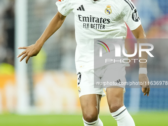 Kylian Mbappe centre-forward of Real Madrid and France during the La Liga match between Real Madrid CF and Deportivo Alavés at Estadio Santi...