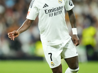 Vinicius Junior left winger of Real Madrid and Brazil during the La Liga match between Real Madrid CF and Deportivo Alavés at Estadio Santia...