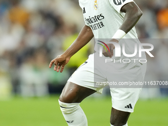 Vinicius Junior left winger of Real Madrid and Brazil during the La Liga match between Real Madrid CF and Deportivo Alavés at Estadio Santia...