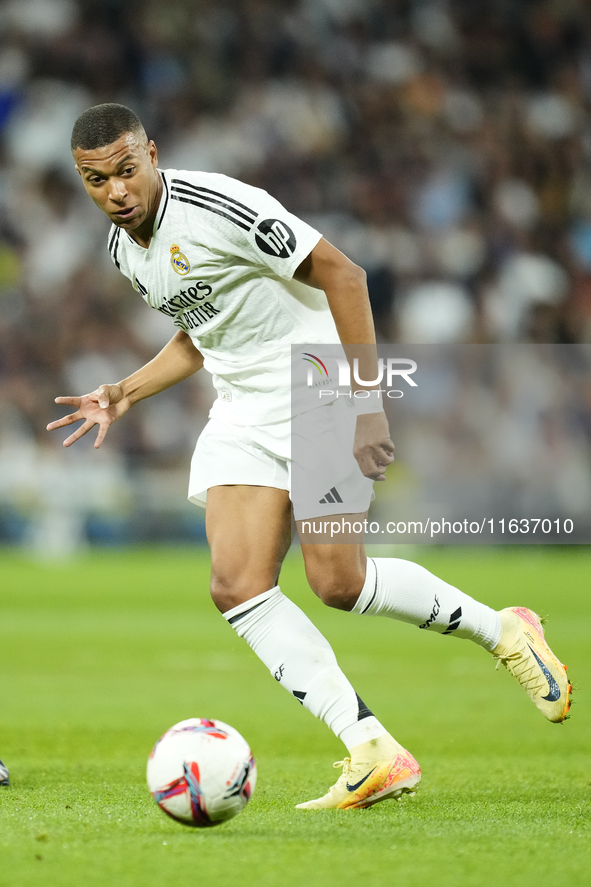 Kylian Mbappe centre-forward of Real Madrid and France during the La Liga match between Real Madrid CF and Deportivo Alavés at Estadio Santi...