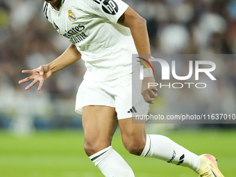 Kylian Mbappe centre-forward of Real Madrid and France during the La Liga match between Real Madrid CF and Deportivo Alavés at Estadio Santi...