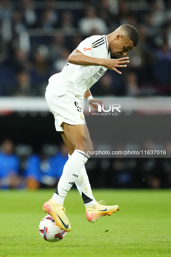 Kylian Mbappe centre-forward of Real Madrid and France during the La Liga match between Real Madrid CF and Deportivo Alavés at Estadio Santi...