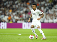 Eder Militao centre-back of Real Madrid and Brazil during the La Liga match between Real Madrid CF and Deportivo Alavés at Estadio Santiago...