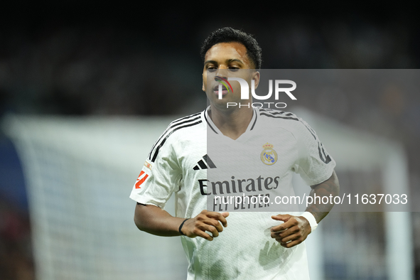 Rodrygo Goes right winger of Real Madrid and Brazil during the La Liga match between Real Madrid CF and Deportivo Alavés at Estadio Santiago...