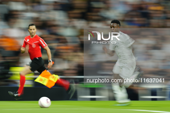 Vinicius Junior left winger of Real Madrid and Brazil in action during the La Liga match between Real Madrid CF and Deportivo Alavés at Esta...