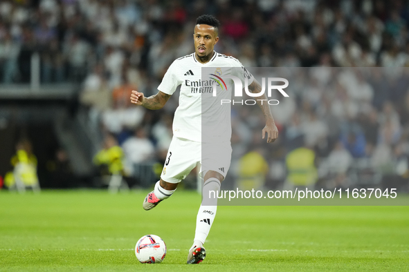 Eder Militao centre-back of Real Madrid and Brazil during the La Liga match between Real Madrid CF and Deportivo Alavés at Estadio Santiago...