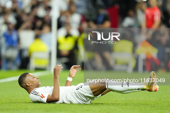 Kylian Mbappe centre-forward of Real Madrid and France during the La Liga match between Real Madrid CF and Deportivo Alavés at Estadio Santi...