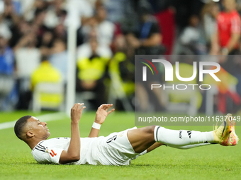 Kylian Mbappe centre-forward of Real Madrid and France during the La Liga match between Real Madrid CF and Deportivo Alavés at Estadio Santi...