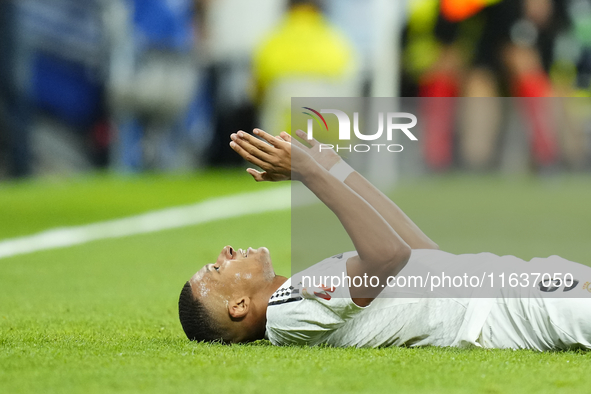 Kylian Mbappe centre-forward of Real Madrid and France during the La Liga match between Real Madrid CF and Deportivo Alavés at Estadio Santi...