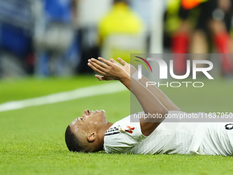 Kylian Mbappe centre-forward of Real Madrid and France during the La Liga match between Real Madrid CF and Deportivo Alavés at Estadio Santi...