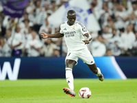 Ferland Mendy left-back of Real Madrid and France does passed during the La Liga match between Real Madrid CF and Deportivo Alavés at Estadi...