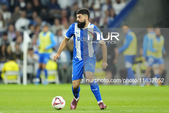 Asier Villalibre centre-forward of Alaves and Spain during the La Liga match between Real Madrid CF and Deportivo Alavés at Estadio Santiago...