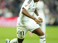 Rodrygo Goes right winger of Real Madrid and Brazil during the La Liga match between Real Madrid CF and Deportivo Alavés at Estadio Santiago...