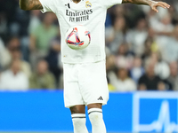 Eder Militao centre-back of Real Madrid and Brazil during the La Liga match between Real Madrid CF and Deportivo Alavés at Estadio Santiago...