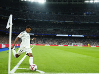 Rodrygo Goes right winger of Real Madrid and Brazil during the La Liga match between Real Madrid CF and Deportivo Alavés at Estadio Santiago...