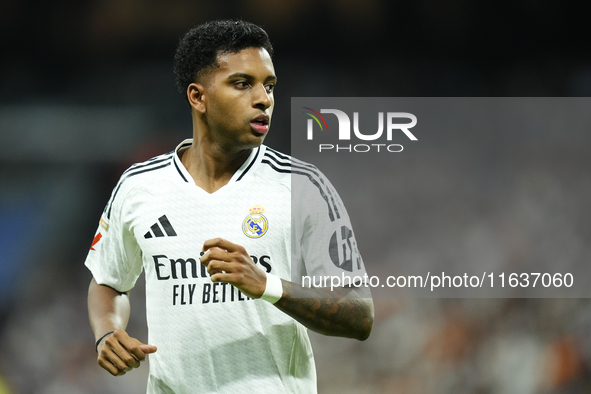 Rodrygo Goes right winger of Real Madrid and Brazil during the La Liga match between Real Madrid CF and Deportivo Alavés at Estadio Santiago...