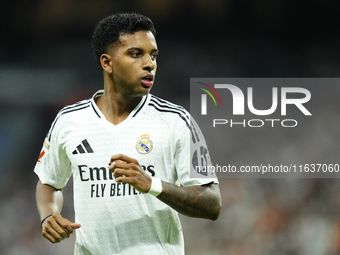 Rodrygo Goes right winger of Real Madrid and Brazil during the La Liga match between Real Madrid CF and Deportivo Alavés at Estadio Santiago...