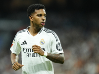 Rodrygo Goes right winger of Real Madrid and Brazil during the La Liga match between Real Madrid CF and Deportivo Alavés at Estadio Santiago...