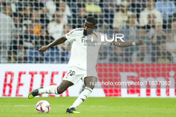 Antonio Rudiger centre-back of Real Madrid and Germany during the La Liga match between Real Madrid CF and Deportivo Alavés at Estadio Santi...