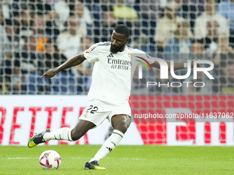 Antonio Rudiger centre-back of Real Madrid and Germany during the La Liga match between Real Madrid CF and Deportivo Alavés at Estadio Santi...