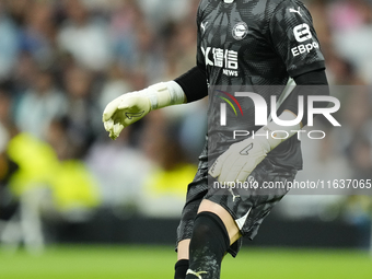 Antonio Sivera goalkeeper of Alaves and Spain during the La Liga match between Real Madrid CF and Deportivo Alavés at Estadio Santiago Berna...