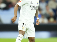 Rodrygo Goes right winger of Real Madrid and Brazil during the La Liga match between Real Madrid CF and Deportivo Alavés at Estadio Santiago...