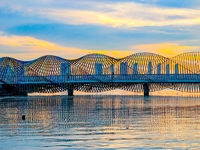 The Rainbow Bridge is seen by Tangdao Bay in the West Coast New Area of Qingdao, Shandong province, China, on October 5, 2024. (