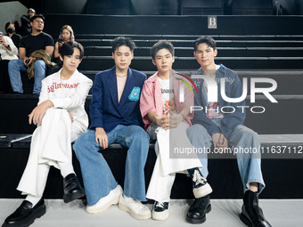 Members of the cast of 'Love Sick' attend a runway show during Day 3 of Bangkok International Fashion Week at Siam Paragon in Bangkok, Thail...