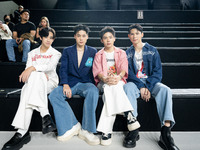 Members of the cast of 'Love Sick' attend a runway show during Day 3 of Bangkok International Fashion Week at Siam Paragon in Bangkok, Thail...