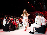 Models showcase creations by ISSUE on the runway on Day 3 of Bangkok International Fashion Week at Siam Paragon in Bangkok, Thailand, on Oct...