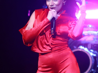 Jass Reyes, singer of the Mexican pop band Playa Limbo, performs on stage as part of their tour to promote the new album ''Hora Cero'' at th...