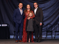 (L-R) Luis Felipe Tovar, Ana Claudia Talancon, Camila Suarez, and Rafael Perrin pose for photos during the 'El Sotano' press conference at T...