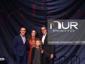 (L-R) Luis Felipe Tovar, Ana Claudia Talancon, Camila Suarez, and Rafael Perrin pose for photos during the 'El Sotano' press conference at T...