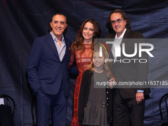 (L-R) Luis Felipe Tovar, Ana Claudia Talancon, Camila Suarez, and Rafael Perrin pose for photos during the 'El Sotano' press conference at T...