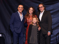 (L-R) Luis Felipe Tovar, Ana Claudia Talancon, Camila Suarez, and Rafael Perrin pose for photos during the 'El Sotano' press conference at T...