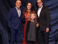 (L-R) Luis Felipe Tovar, Ana Claudia Talancon, Camila Suarez, and Rafael Perrin pose for photos during the 'El Sotano' press conference at T...