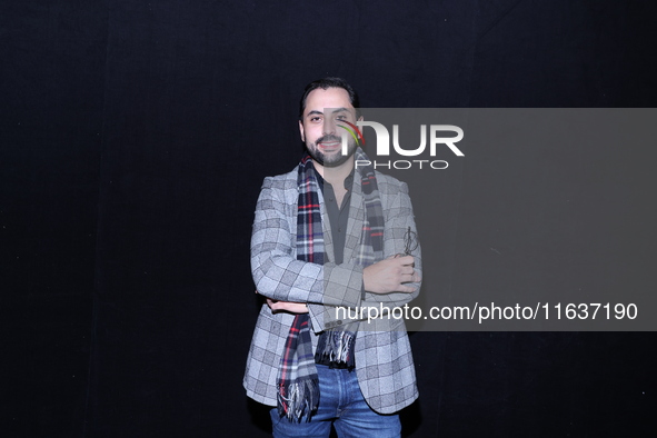 Cesar Perrin poses for photos during the 'El Sotano' press conference at Teatro Fernando Soler in Mexico City, Mexico, on October 4, 2024. 