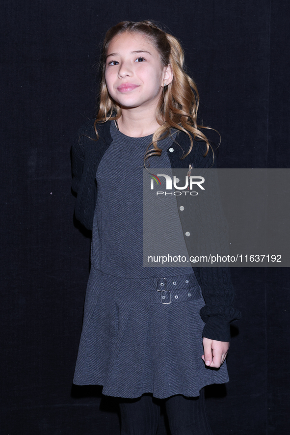 Camila Suarez poses for photos during the 'El Sotano' press conference at Teatro Fernando Soler in Mexico City, Mexico, on October 4, 2024. 