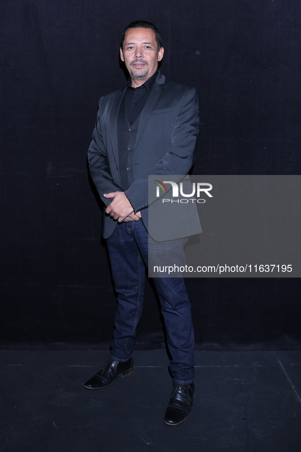 Esteban Roman poses for photos during the 'El Sotano' press conference at Teatro Fernando Soler in Mexico City, Mexico, on October 4, 2024. 