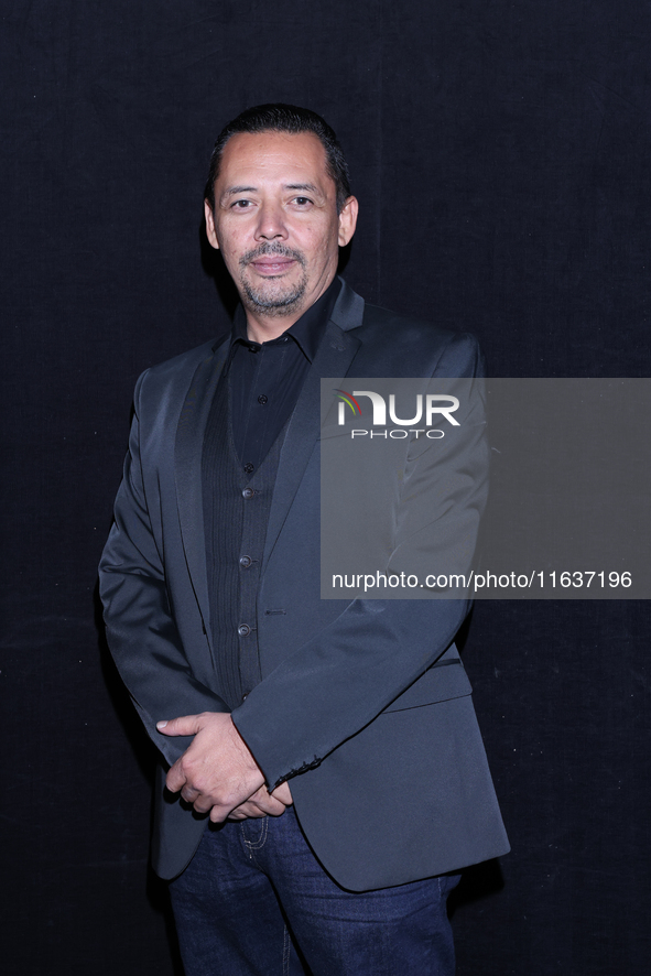 Esteban Roman poses for photos during the 'El Sotano' press conference at Teatro Fernando Soler in Mexico City, Mexico, on October 4, 2024. 