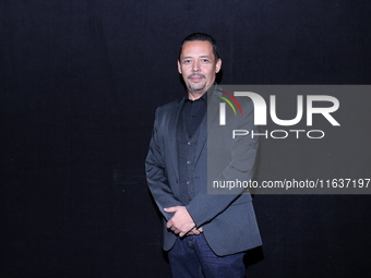 Esteban Roman poses for photos during the 'El Sotano' press conference at Teatro Fernando Soler in Mexico City, Mexico, on October 4, 2024....