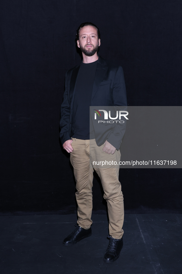 Edgar Mendez poses for photos during the 'El Sotano' press conference at Teatro Fernando Soler in Mexico City, Mexico, on October 4, 2024. 