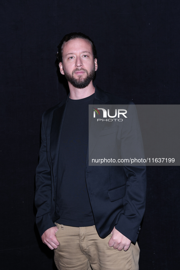 Edgar Mendez poses for photos during the 'El Sotano' press conference at Teatro Fernando Soler in Mexico City, Mexico, on October 4, 2024. 