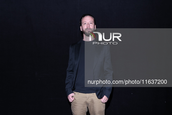 Edgar Mendez poses for photos during the 'El Sotano' press conference at Teatro Fernando Soler in Mexico City, Mexico, on October 4, 2024. 