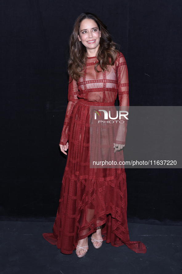 Ana Claudia Talancon poses for photos during the 'El Sotano' press conference at Teatro Fernando Soler in Mexico City, Mexico, on October 4,...